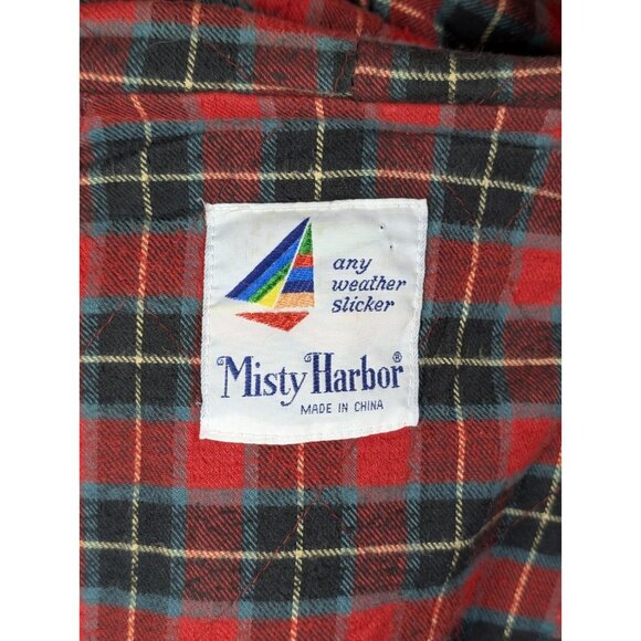 VTG 90s Misty Harbor Red Rain Coat Jacket Zip Womens Large Flannel Lined Hooded - Picture 4 of 5